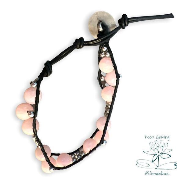 Bundle Sale 3 for $15 | Adult Size Pink Bead Bracelet on Black - Picture 1 of 10